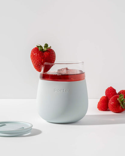 W&P Porter Glass Wide Mouth Bottle w/ Protective Silicone Sleeve | Blush 16 Ounces | On-the-Go | Reusable Bottle | Portable and Lightweight | Dishwasher Safe