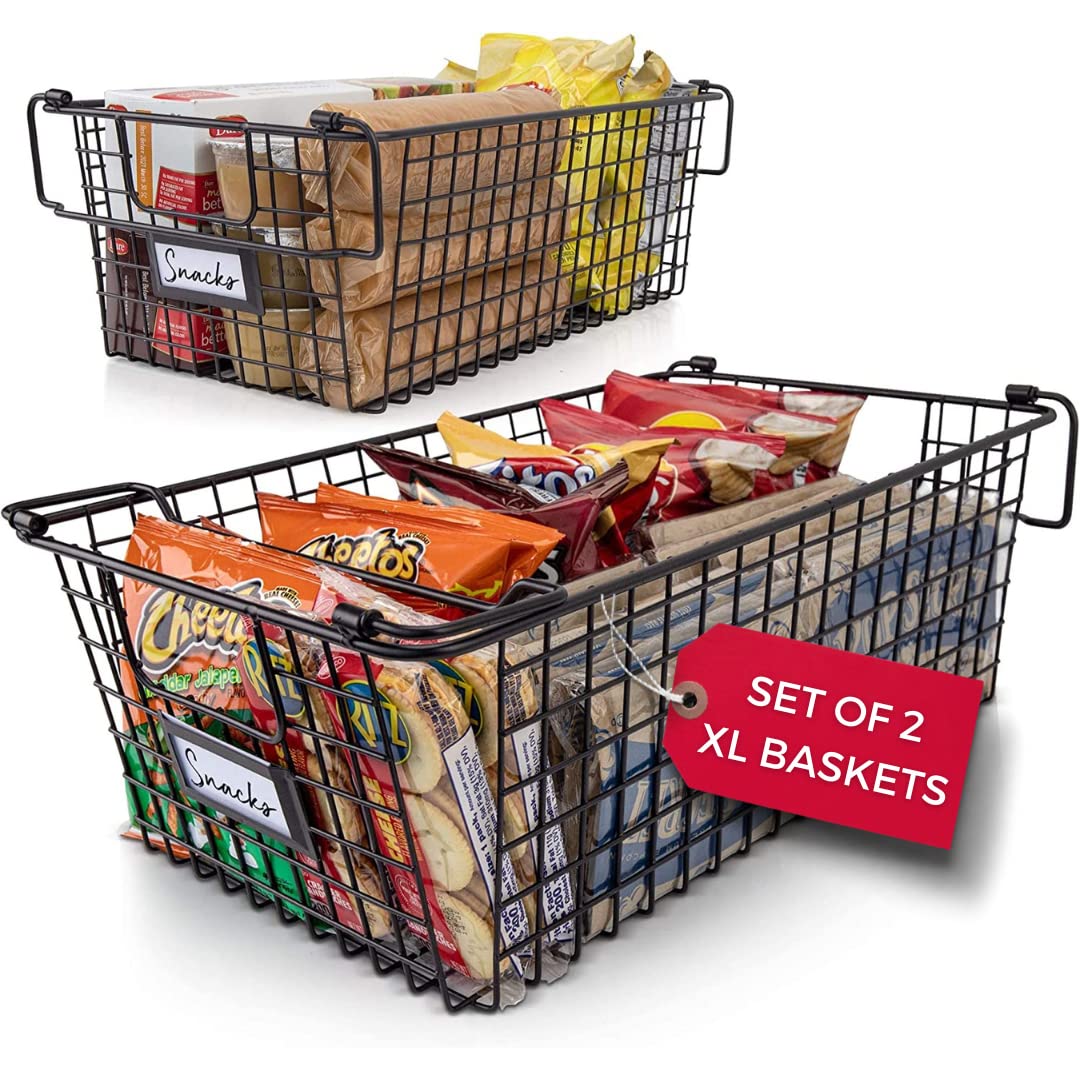 Granrosi XL Stackable Wire Baskets for Organizing - Set of 2