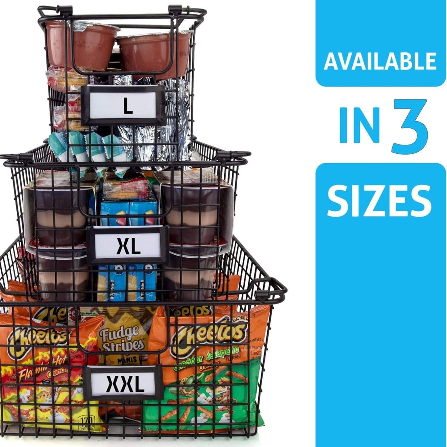 Granrosi XL Stackable Wire Baskets for Organizing - Set of 2
