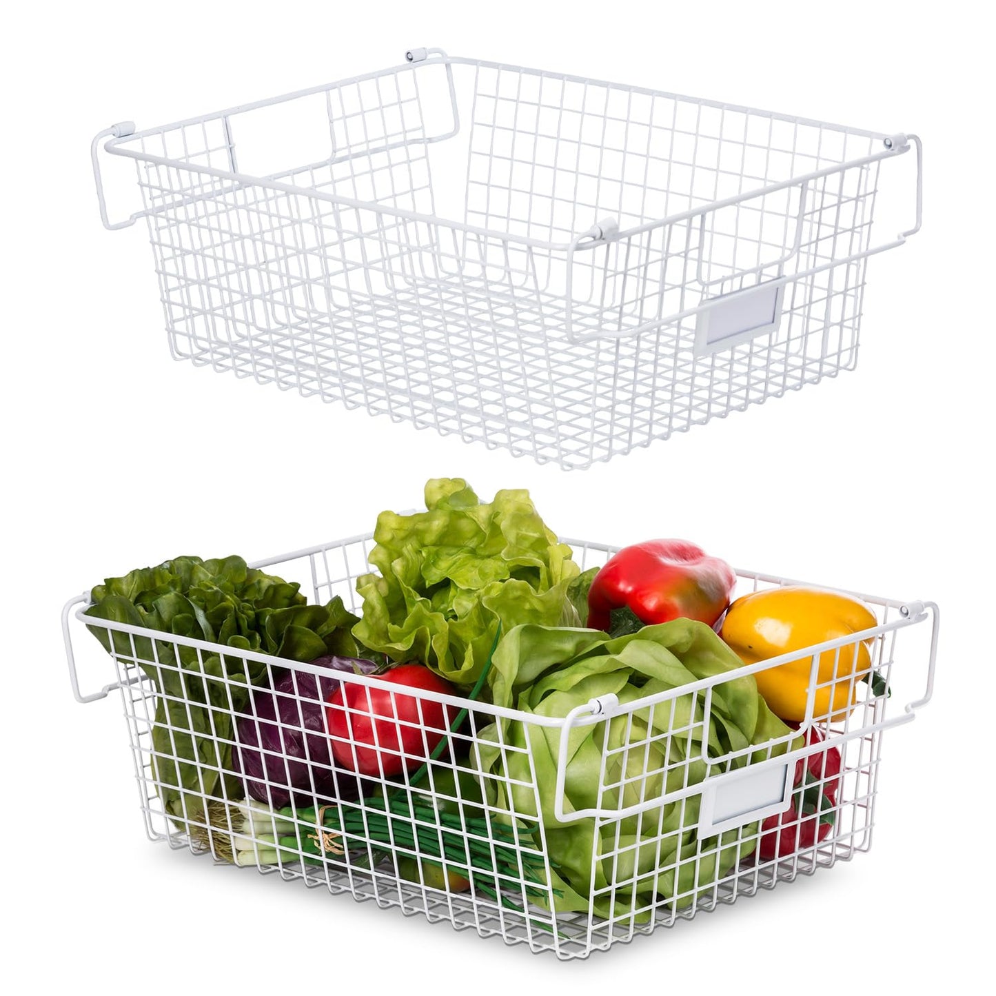 Granrosi XL Stackable Wire Baskets for Organizing - Set of 2