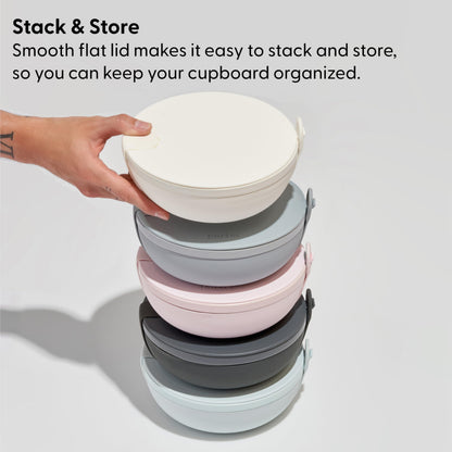 W&P Porter Ceramic Bowl Lunch Container w/ Protective Non-slip Exterior, Mint 1 Liter | Lid & Snap-tight Silicone Strap | Food Storage, Bento Box, Meal Prep | BPA-Free Ceramic
