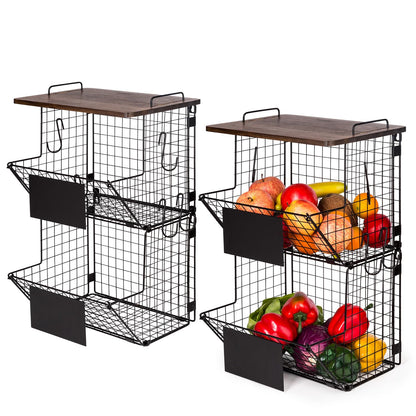Granrosi XL Stackable Wire Baskets for Organizing - Set of 2
