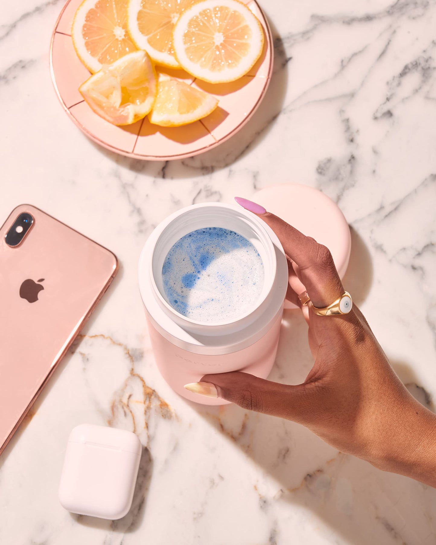 W&P Porter Insulated Bottle 16 oz | Clean Taste Ceramic Coating for Water, Coffee, & Tea | Wide Mouth Vacuum Insulated | Dishwasher Safe, Blush Terrazzo