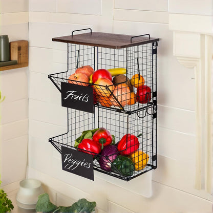 Granrosi XL Stackable Wire Baskets for Organizing - Set of 2