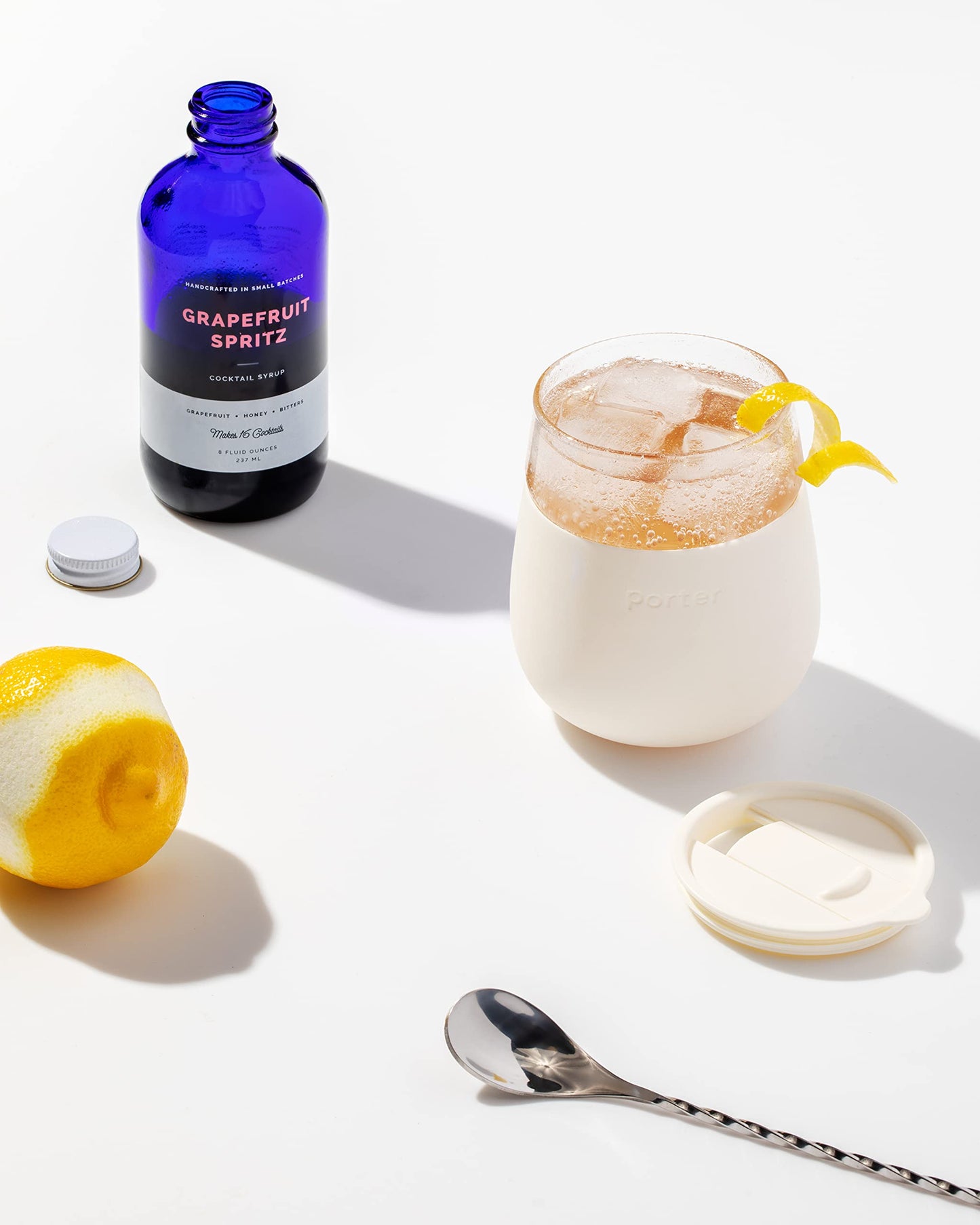 W&P Porter Glass Wide Mouth Bottle w/ Protective Silicone Sleeve | Blush 16 Ounces | On-the-Go | Reusable Bottle | Portable and Lightweight | Dishwasher Safe