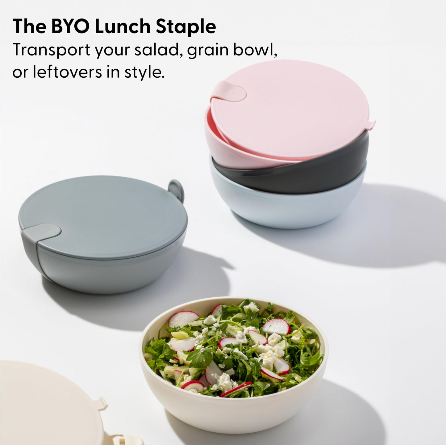 W&P Porter Ceramic Bowl Lunch Container w/ Protective Non-slip Exterior, Mint 1 Liter | Lid & Snap-tight Silicone Strap | Food Storage, Bento Box, Meal Prep | BPA-Free Ceramic