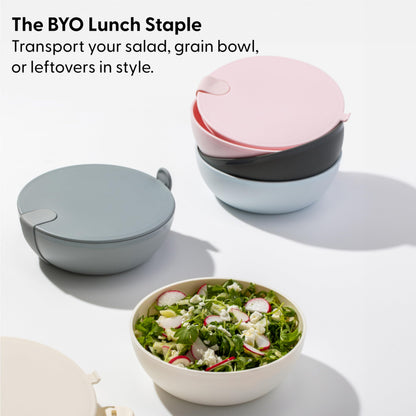 W&P Porter Ceramic Bowl Lunch Container w/ Protective Non-slip Exterior, Mint 1 Liter | Lid & Snap-tight Silicone Strap | Food Storage, Bento Box, Meal Prep | BPA-Free Ceramic