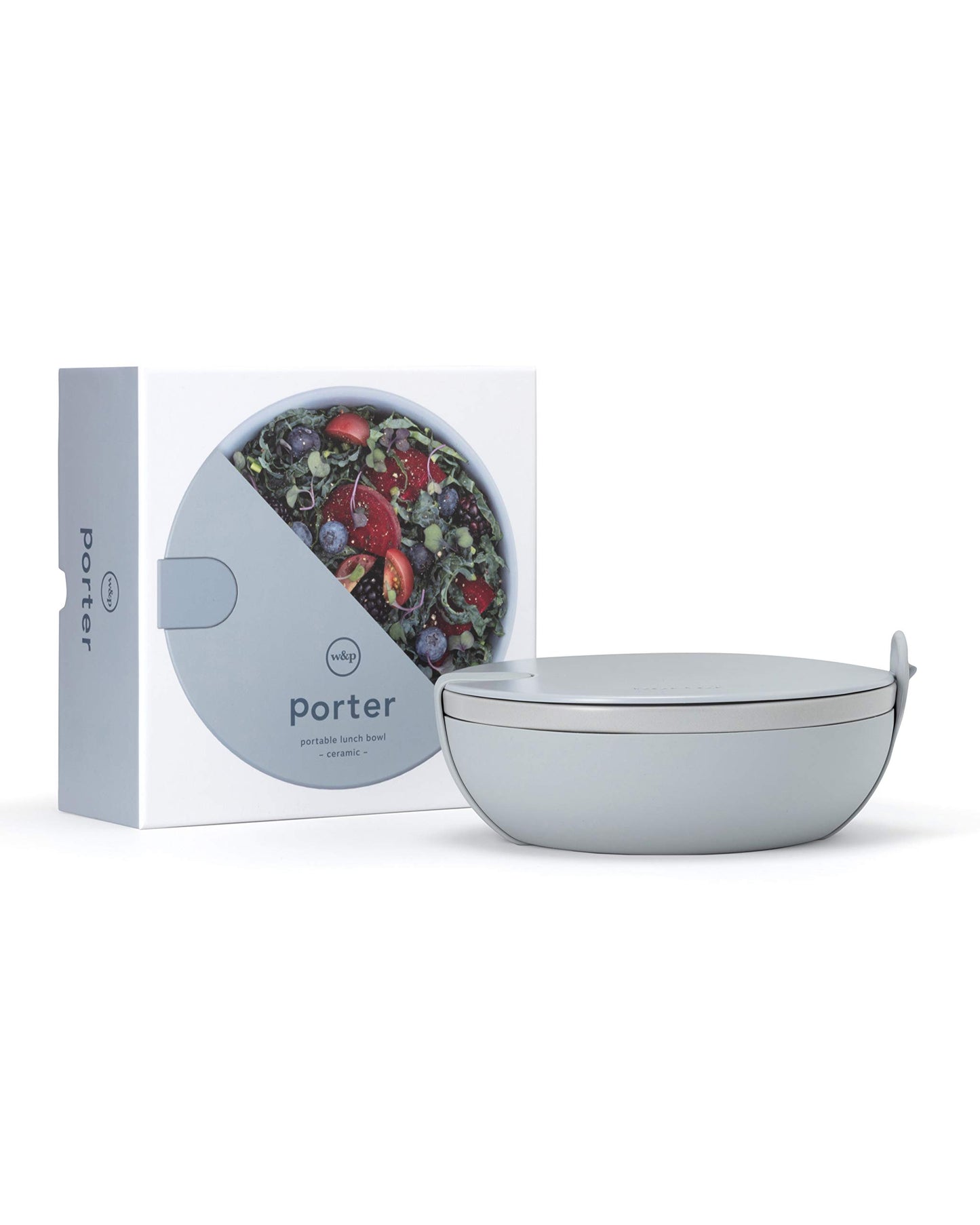 W&P Porter Ceramic Bowl Lunch Container w/ Protective Non-slip Exterior, Mint 1 Liter | Lid & Snap-tight Silicone Strap | Food Storage, Bento Box, Meal Prep | BPA-Free Ceramic
