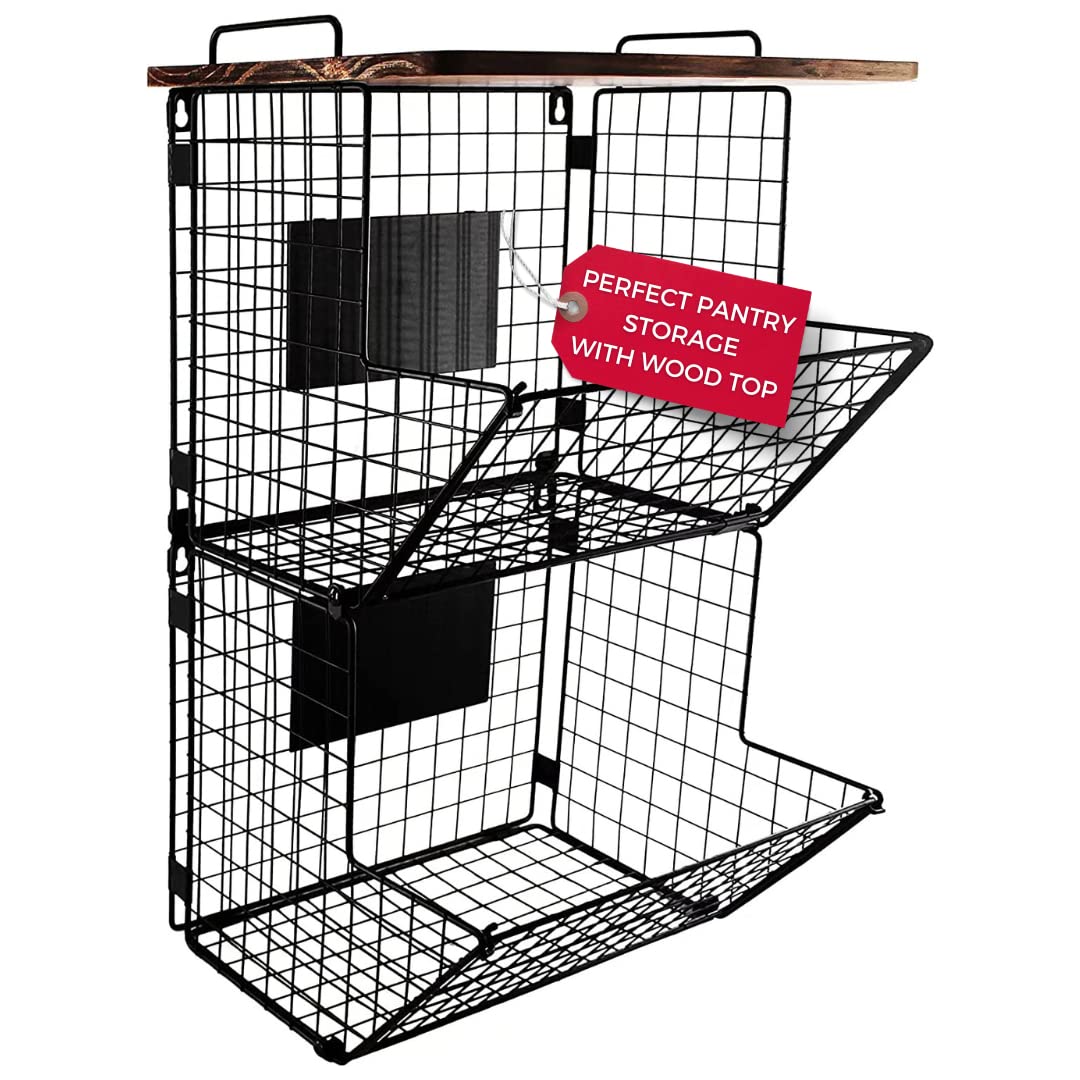 Granrosi XL Stackable Wire Baskets for Organizing - Set of 2