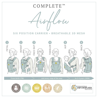 LÍLLÉbaby Complete Airflow 6-in-1 Ergonomic Baby Carrier, Newborn to Toddler, Lumbar Support, 7-45lbs, Aqua