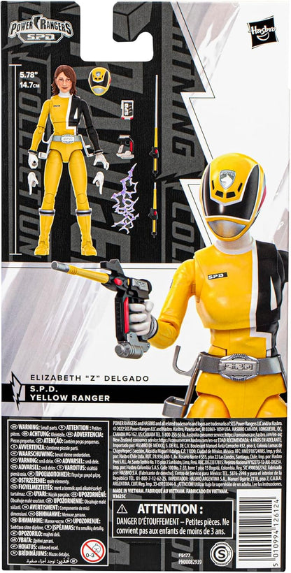Power Rangers Lightning Collection S.P.D. Yellow Ranger 6-Inch Premium Collectible Action Figure Toy with Accessories, Kids Ages 4 and Up