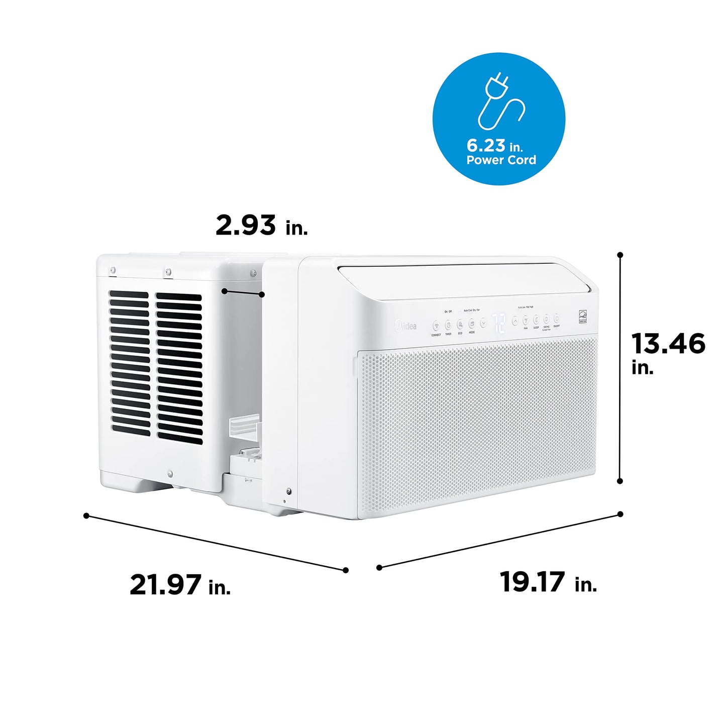 Midea U Inverter Window Air Conditioner 8,000BTU, U-Shaped AC with Open Window Flexibility, Robust Installation,Extreme Quiet, 35% Energy Saving, Smart Control, Alexa, Remote, Bracket Included