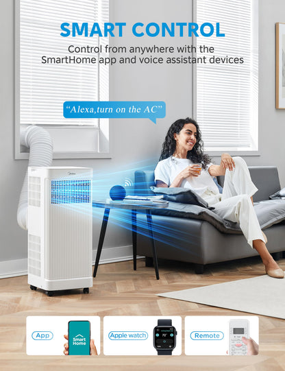 Midea 6,000 BTU ASHRAE (5,000 BTU SACC) Portable Air Conditioner, Cools up to 150 Sq. Ft., with Dehumidifier & Fan mode, Easy- to-use Remote Control & Window Installation Kit Included