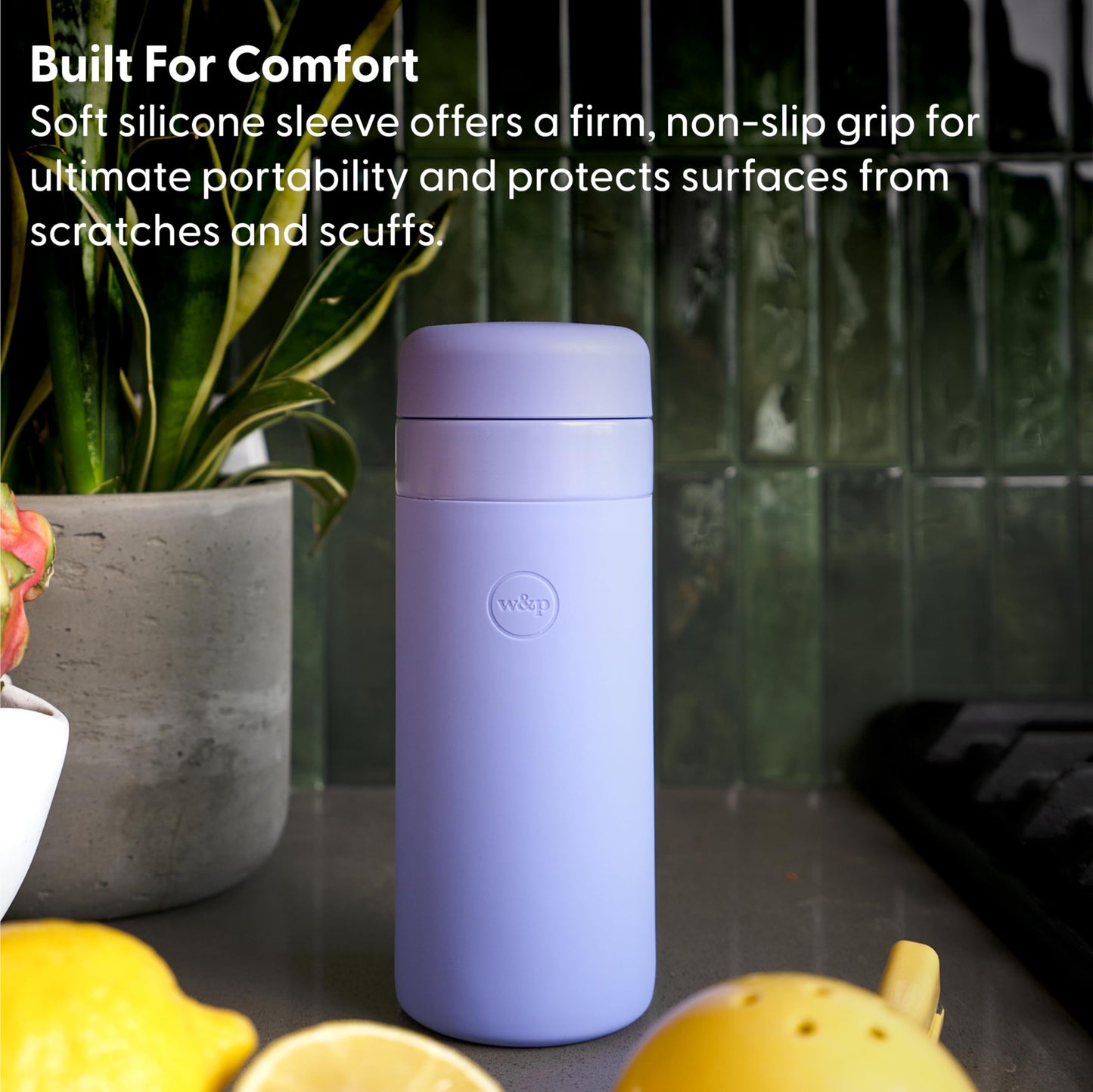W&P Porter Insulated Bottle 16 oz | Clean Taste Ceramic Coating for Water, Coffee, & Tea | Wide Mouth Vacuum Insulated | Dishwasher Safe, Blush Terrazzo