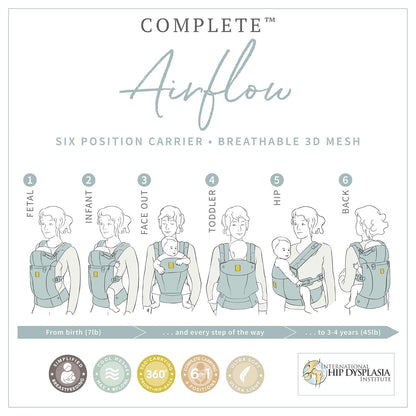 LÍLLÉbaby Complete Airflow Ergonomic 6-in-1 Baby Carrier Newborn to Toddler - with Lumbar Support - for Children 7-45 Pounds - 360 Degree Baby Wearing - Inward and Outward Facing - Charcoal