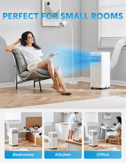 Midea 6,000 BTU ASHRAE (5,000 BTU SACC) Portable Air Conditioner, Cools up to 150 Sq. Ft., with Dehumidifier & Fan mode, Easy- to-use Remote Control & Window Installation Kit Included