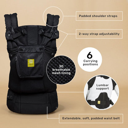 LÍLLÉbaby Complete Airflow Ergonomic 6-in-1 Baby Carrier Newborn to Toddler - with Lumbar Support - for Children 7-45 Pounds - 360 Degree Baby Wearing - Inward and Outward Facing - Charcoal
