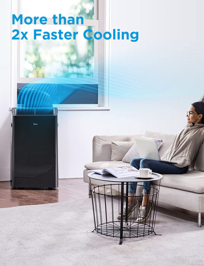 Midea 6,000 BTU ASHRAE (5,000 BTU SACC) Portable Air Conditioner, Cools up to 150 Sq. Ft., with Dehumidifier & Fan mode, Easy- to-use Remote Control & Window Installation Kit Included
