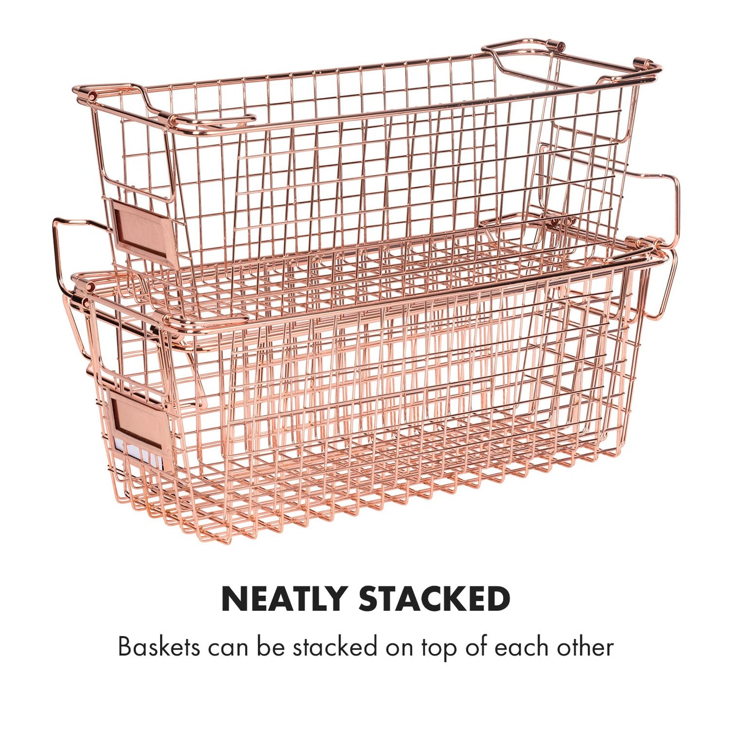 Granrosi XL Stackable Wire Baskets for Organizing - Set of 2