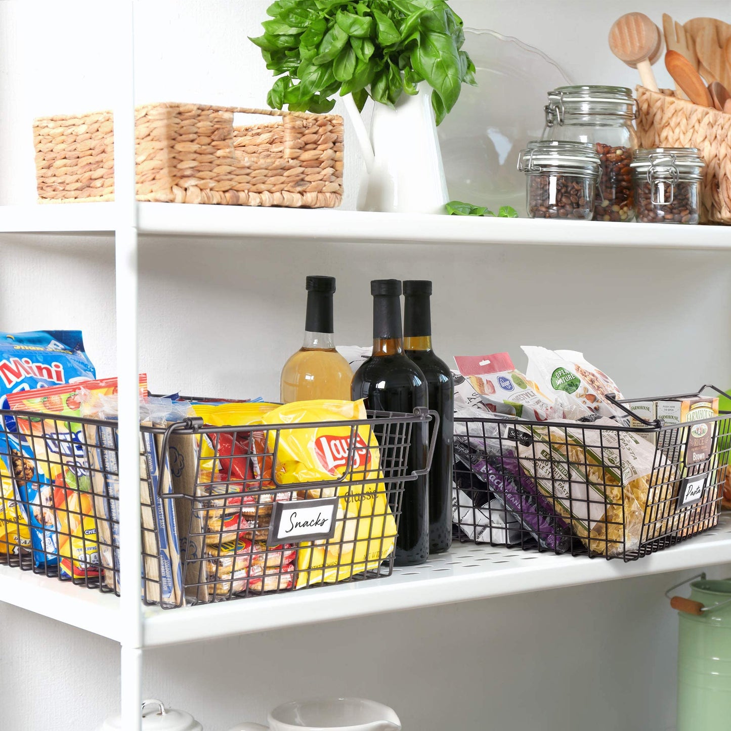 Granrosi XL Stackable Wire Baskets for Organizing - Set of 2
