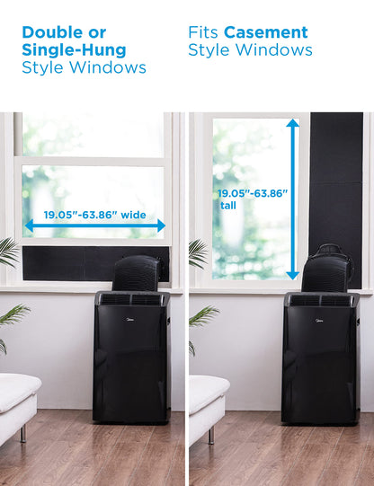 Midea 6,000 BTU ASHRAE (5,000 BTU SACC) Portable Air Conditioner, Cools up to 150 Sq. Ft., with Dehumidifier & Fan mode, Easy- to-use Remote Control & Window Installation Kit Included