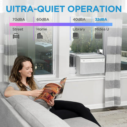 Midea 8,000 BTU U-Shaped Smart Inverter Window Air Conditioner– Ultra Quiet with Open Window Flexibility, Compatible with Alexa/Google Assistant, 35% Energy Savings,White