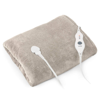 KLARSTEIN Dr. Watson Heated Electric Blanket, 3 Heat Settings, Ultra-Warm, Premium MicroPlush, Auto Shut-Off, 120-Watt, Cozy and Washable, 70 x 50 inches, Beige