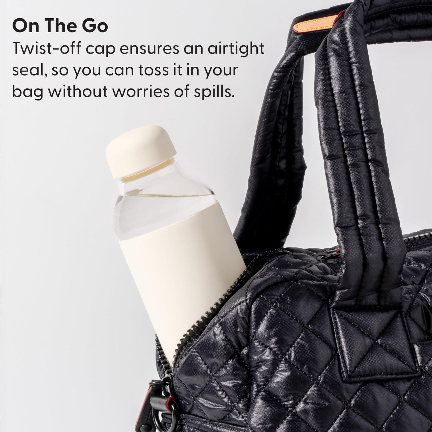 W&P Porter Glass Wide Mouth Bottle w/ Protective Silicone Sleeve | Blush 16 Ounces | On-the-Go | Reusable Bottle | Portable and Lightweight | Dishwasher Safe