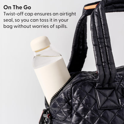 W&P Porter Glass Wide Mouth Bottle w/ Protective Silicone Sleeve | Blush 16 Ounces | On-the-Go | Reusable Bottle | Portable and Lightweight | Dishwasher Safe