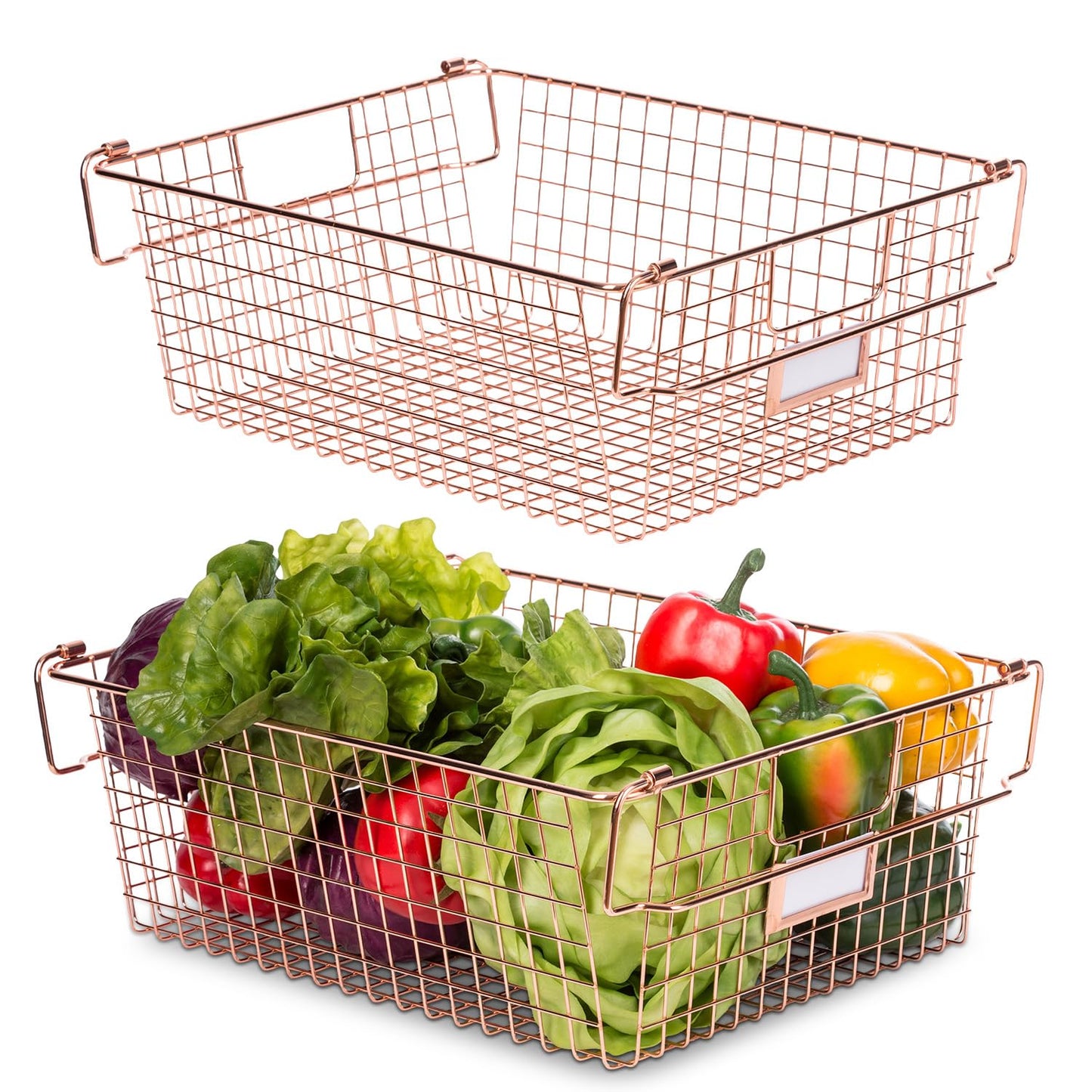 Granrosi XL Stackable Wire Baskets for Organizing - Set of 2