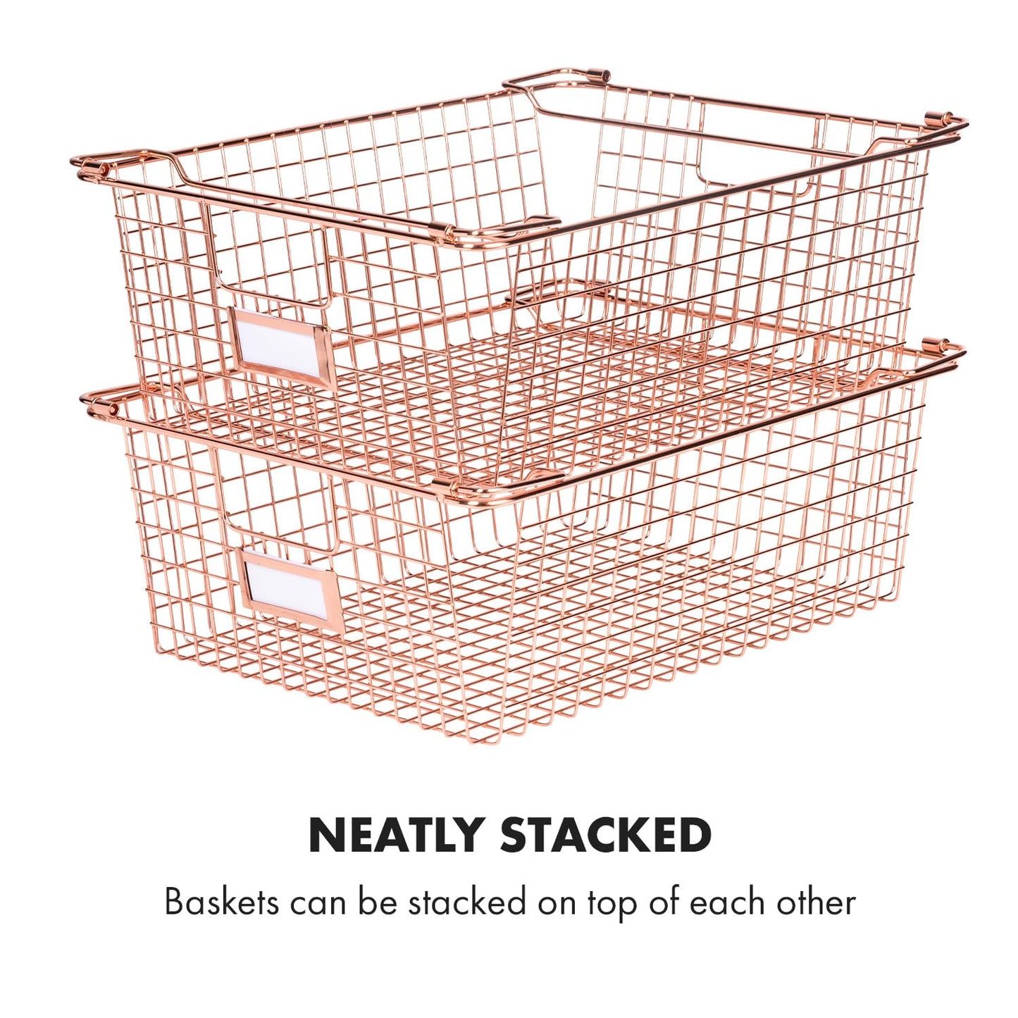 Granrosi XL Stackable Wire Baskets for Organizing - Set of 2