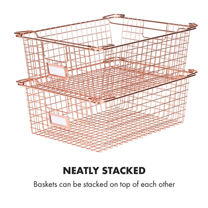 Granrosi XL Stackable Wire Baskets for Organizing - Set of 2