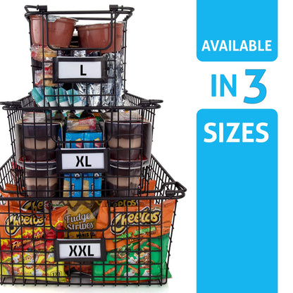 Granrosi XL Stackable Wire Baskets for Organizing - Set of 2