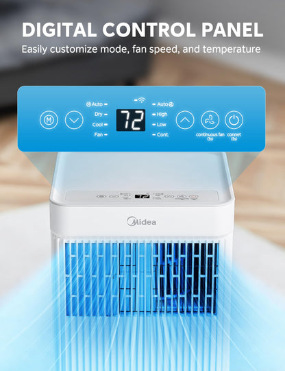 Midea 6,000 BTU ASHRAE (5,000 BTU SACC) Portable Air Conditioner, Cools up to 150 Sq. Ft., with Dehumidifier & Fan mode, Easy- to-use Remote Control & Window Installation Kit Included