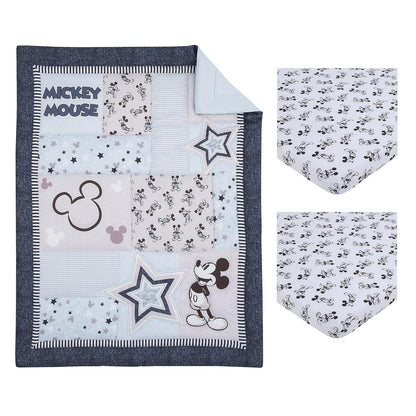 Disney Mickey Mouse Timeless Mickey  3Piece Nursery Mini Crib Bedding Set