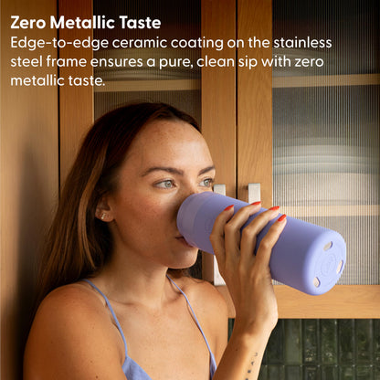 W&P Porter Insulated Bottle 16 oz | Clean Taste Ceramic Coating for Water, Coffee, & Tea | Wide Mouth Vacuum Insulated | Dishwasher Safe, Blush Terrazzo