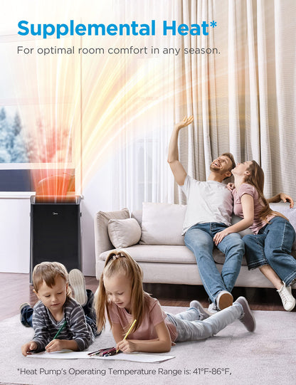 Midea 6,000 BTU ASHRAE (5,000 BTU SACC) Portable Air Conditioner, Cools up to 150 Sq. Ft., with Dehumidifier & Fan mode, Easy- to-use Remote Control & Window Installation Kit Included
